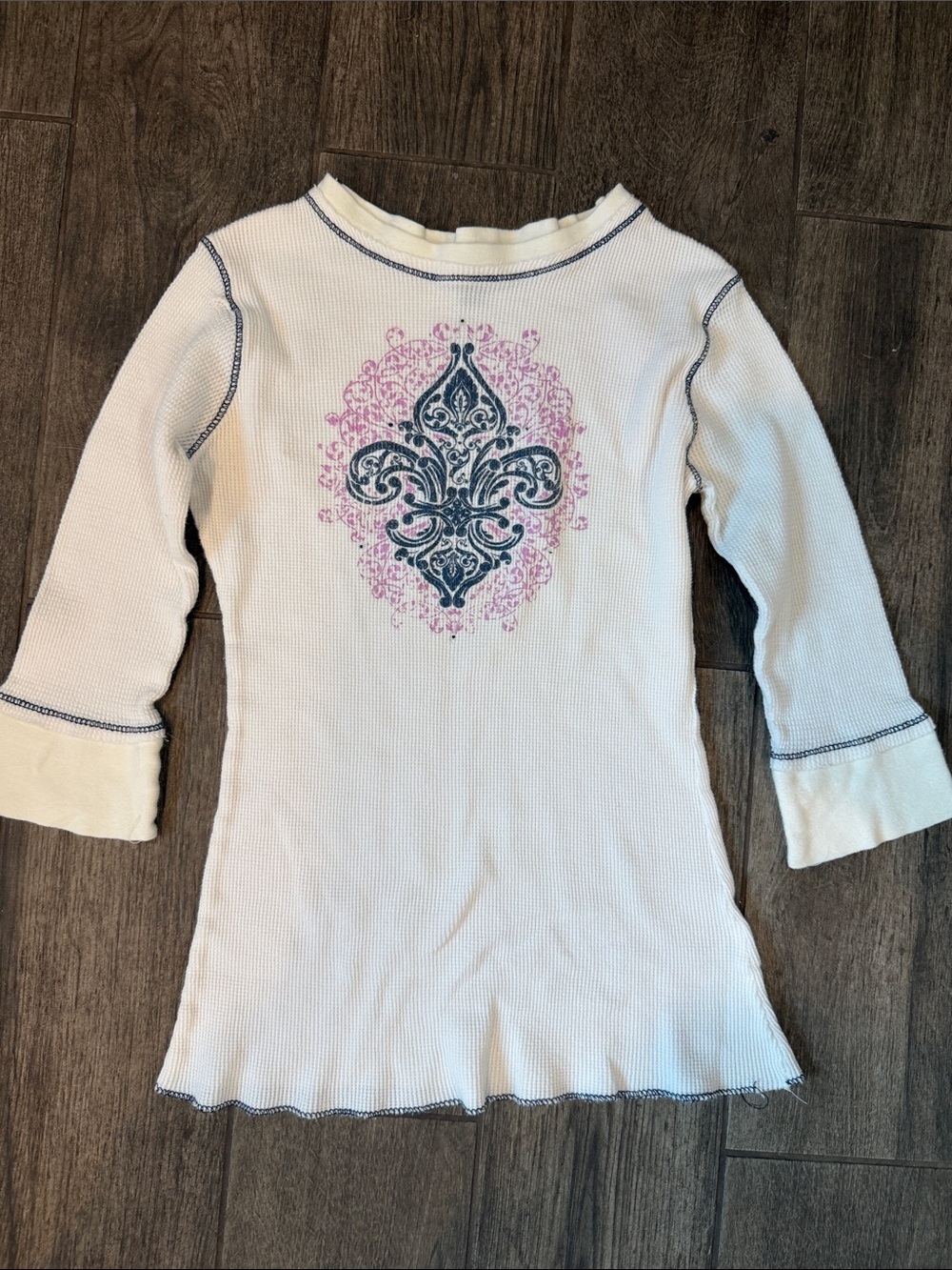Y2K vintage l.e.i. (Life Energy Intelligence) waffle-knit thermal top